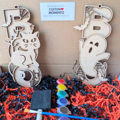 DIY Boo Ghost and Cat Set Wooden Painting Kit