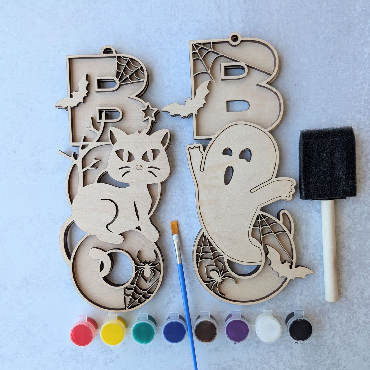 DIY Boo Ghost and Cat Set Wooden Painting Kit