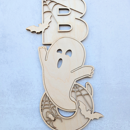 Halloween Boo Ghost Unfinished Wooden Signs
